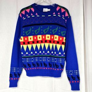 Vintage 90s Avon Fashions Bold Multi Color Abstract Pattern Long Sleeve Sweater